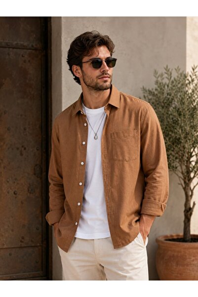 YNGMENCLASS Single Pocket Detail, 100% Cotton Linen, Breathable, Light Textur...