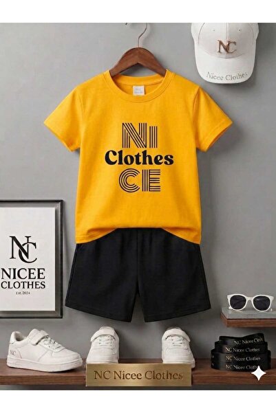 NC Nicee Clothes Summer Children's T-Shirt Shorts Unisex (Striped in the Midd...