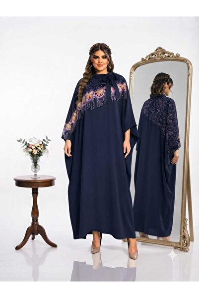 sea gulf Luxurious Robe with Embroidery on the Front with 3D Embroidery and o...