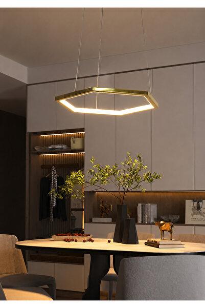 Greca Modern Led Chandelier Hexagon 3 Colors Charming Easy Instant Setup
