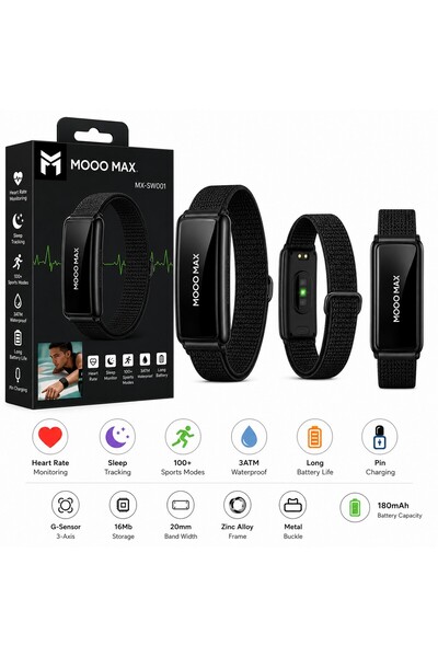 MOOGMAX MOOG MAX MX-SW001 Smart Fitness Band – Heart Rate Monitor, Sleep Trac...