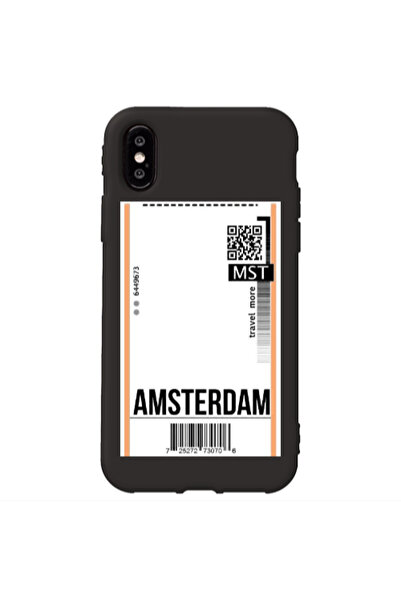 Other Apple iPhone X Amsterdam Travel More Black Colored Silicone TPU Θήκη