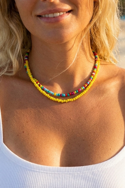 DENİZDENAL Summer Sand Bead Necklace 2-Piece Style