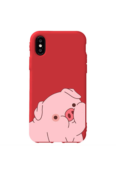 Other Apple iPhone Xs Piggy 1 Red Colored Silicone TPU Θήκη