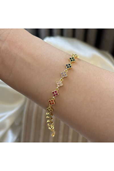 Leora Atelier Renkli Mini Yonca Sıralı Bileklik