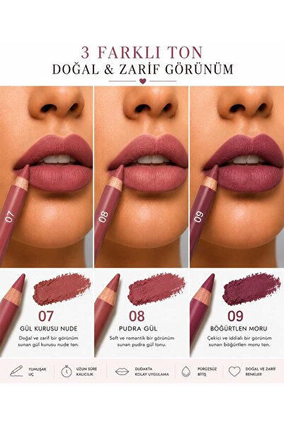 VitaMood Yaşam Lip Liner Set |   Thick Tip Matte Lip Liner, Soft Version,09-0...