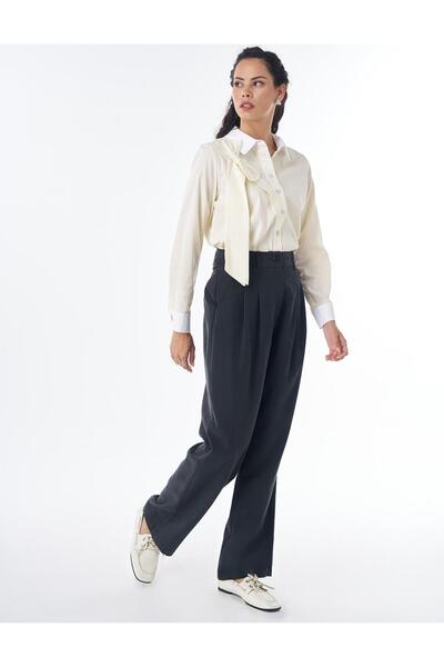 KYR High Waist Pleated Modal Pants Black
