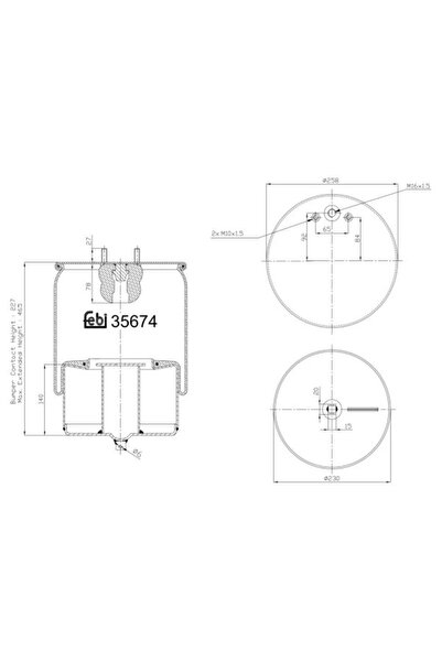 FEBI BILSTEIN Perna de Aer Fata (diametru: 235/259mm) Volvo FH12 FH16 FM10 FM...