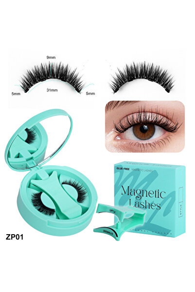 Choice13 ZP01 Magnetic Fake Eyelashes Set Reusable 3D Glue-free Waterproof Na...
