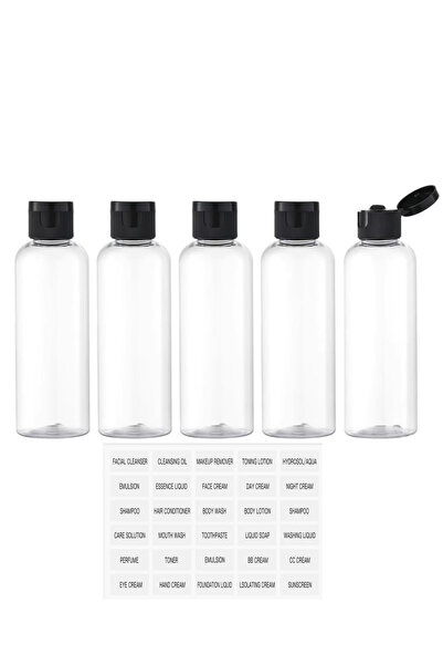 Choice 100ml 5pcs black 5PCS 100ML Refillable Empty Plastic Transparent Bottl...