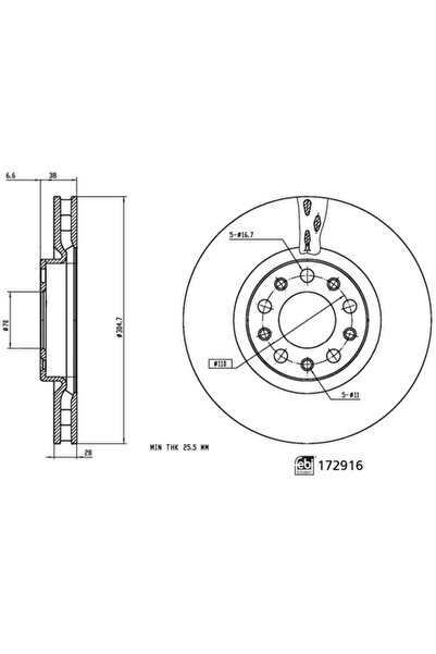 FEBI BILSTEIN Set 2 Discuri Frana Fata Dreapta/Stanga Alfa Romeo Giulia 2.0/2...