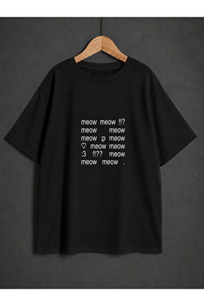 ZİYMO Women's Y2K Meow Meow Written Oversized T-Shirt