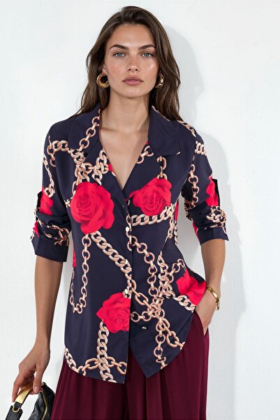 Hiccup Msn Floral Patterned Crepe Buttoned Shirt