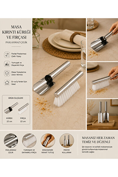 PALU GASTRO Stainless Steel Table Crumb Scoop and Brush Set – Practical and S...
