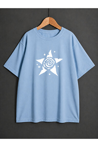 ZİYMO Unisex Y2K Star Spiral Printed Oversized T-Shirt