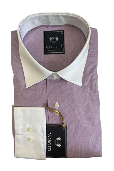 OEM Men's long-sleeved shirt, with white collar, white cuffs, purple color wi...