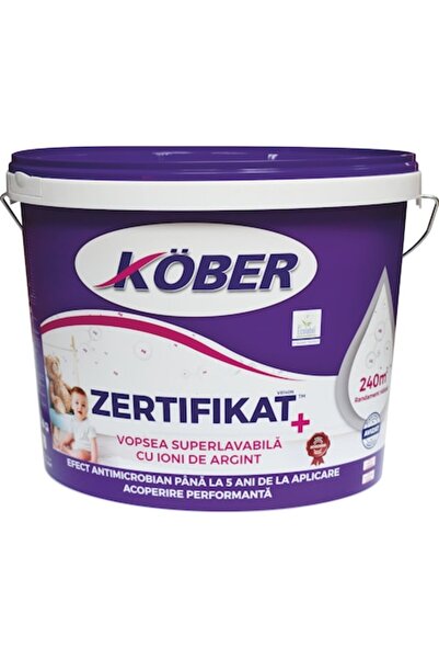 Kober Vopsea de interior lavabilă, Zertifikat Plus cu ioni de argint, 15 L, albă