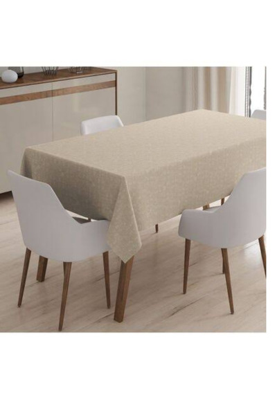 Neşe Tablecloth Fiber Lined Oilcloth 140X140 cm Pvc Wipeable Liquid-Proof Stain-Resistant Beige