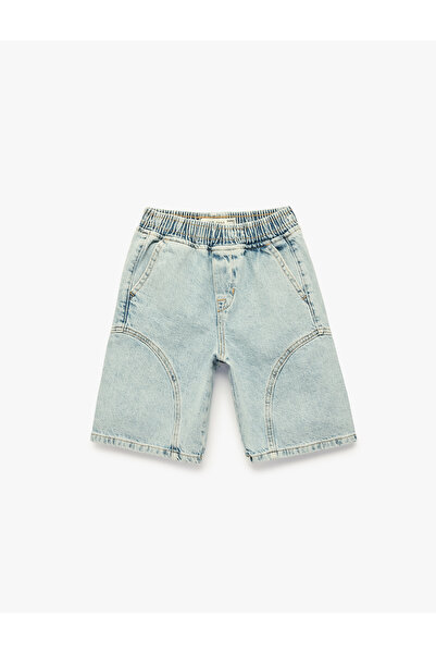 Koton Beli Lastikli Bol Kesim Pamuklu Barrel Jean Şort