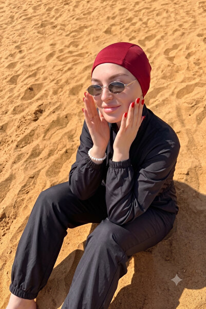 armonika Women's Red Plain Hijab Bonnet Arm-26Y001033