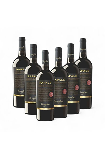 Coulisse Set 6 x Vin Rosu Sec Varvaglione Papale Linea Oro Primitivo Di Mandu...