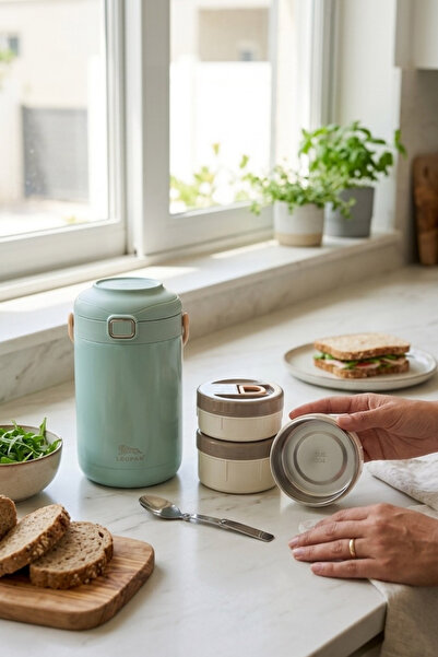 Cooker ترمس طعام بسعة 2 لتر من ليوبارد مع ملعقة YK1412