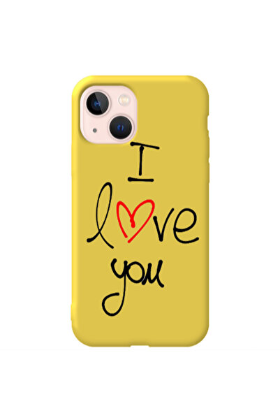 Other Apple iPhone 13 i love you Yellow Colored Silicone TPU Θήκη