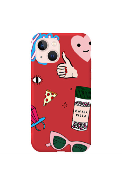 Other Apple iPhone 13 Chill Red Colored Silicone TPU Θήκη