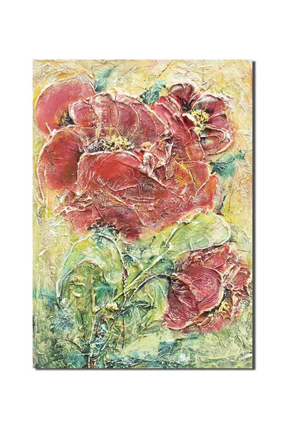 artnova Tablou ultra 3D cu maci pictat manual, 70x50cm acril pe panza in cuti...