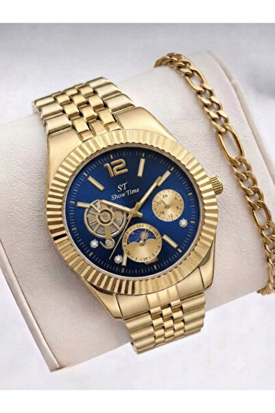 Feronnucci Men's Watch with Bracelet Gift Gold Cord with Calendar Analog Luxu...
