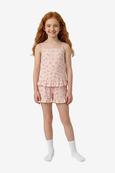 Penti Girls Pinky Cherry Beige Pyjama Set