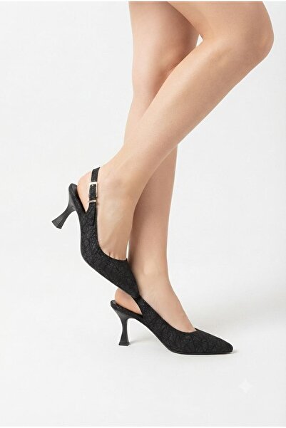 ELVI Women's Black Shiny High-Heeled Shoes [7] cm
