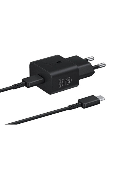 Samsung Φορτιστής GaN με Θύρα USB-C και Καλώδιο USB-C 25W Power Delivery Μαύρ...