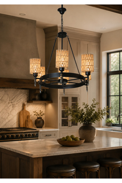 Grecia Rope Chandelier Modern Rustic Chandelier Lighting Giving the Sitting R...