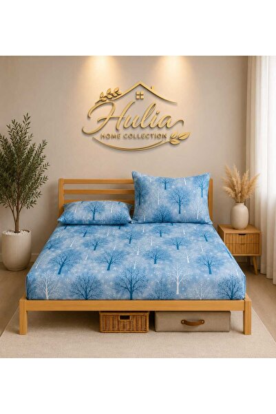 hulia home Ranforce Elastic Sheet Set with Double Pillowcases, Cotton Fitted,...
