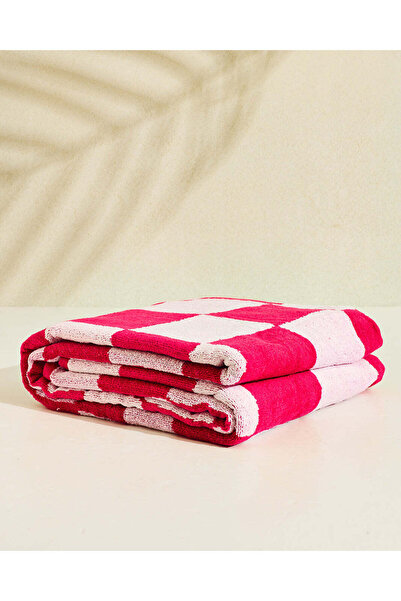 REDTAG Pink Checked Beach Towel 100X180Cm