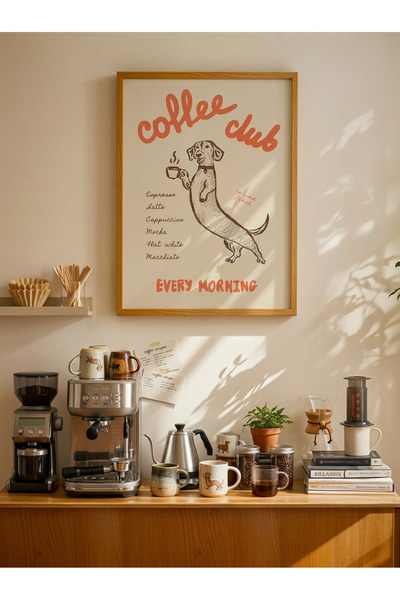 Creatick Design Kahve Köşesi Ahşap Çerçeveli İskandinav Tablo Mutfak ve Coffe...