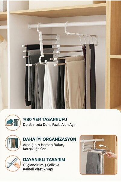 ALL FAST Çok Katlı Pantolon ve Kravat Askısı Dolap İçi Düzenleyici Organizer ...