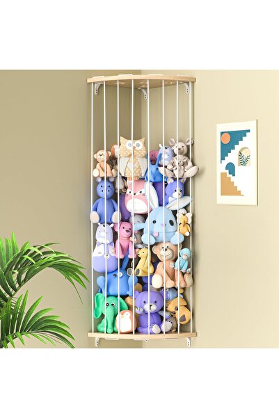 Arabest Stuffed Animal Storage,Wood Corner Plush Toy Holder,Star Pattern,Leng...