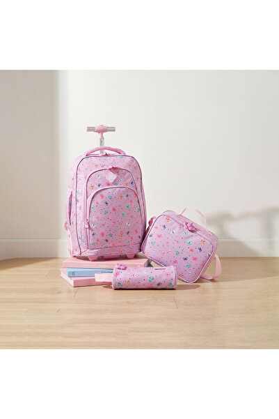 New Expressions Printed 3-Piece Trolley Backpack Set for Girls 8-13 Years wit...