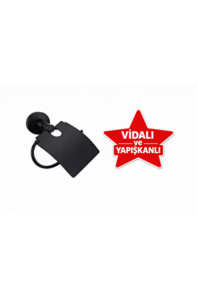 MK YAPI Adhesive and Screw-On Black Covered Wc Paper Holder