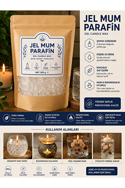Mirkimya Jel Mum Parafini 500 gr Şeffaf Gel Candle Wax Dekoratif Mum Yapım Jeli