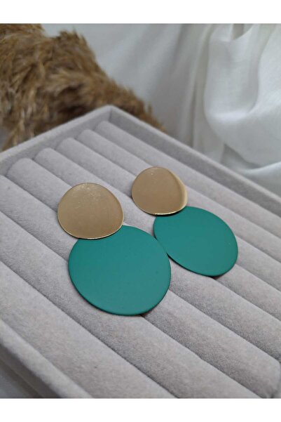 Kaan Accessoire أقراط ذهبية بتصميم دائري مزدوج، إكسسوار أنيق للنساء