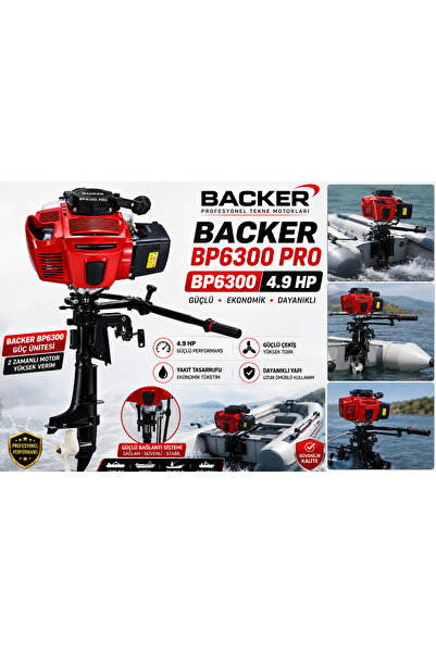 Backer BP6300 Pro 4.9 HP 2 Zamanlı Benzinli Tekne Motoru | Profesyonel Dıştan...