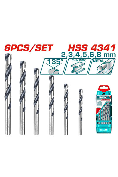 TOTAL طقم ريشة دريل 6PCS/SET ستانلس TACSD0065 توتال