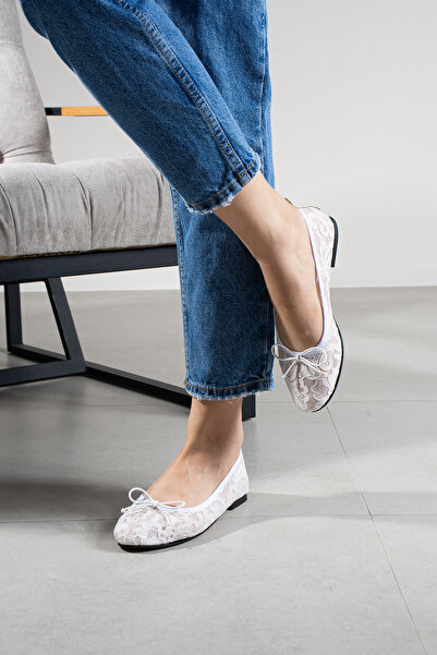 DUXAL SHOES Γυναικείες δαντελωτές μπαλαρίνες με φιόγκο Anissa