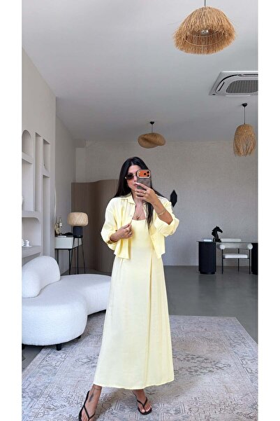 Buket Teke Yellow Tensel Premium Shirt Dress Set