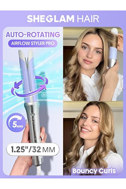 SHEGLAM 32mm One Touch Automatic Curling Iron with Cool Air – Long-Lasting Cu...