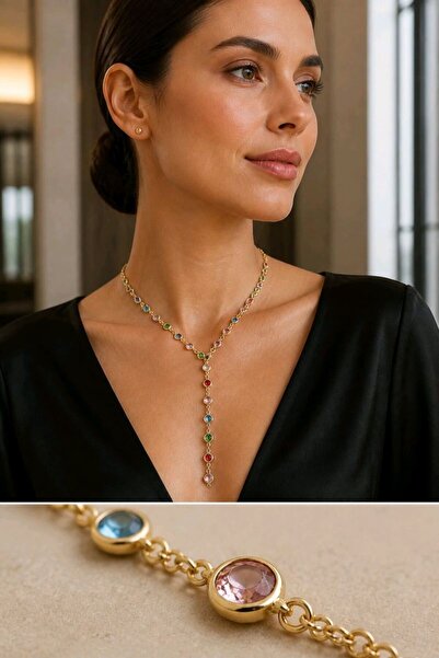 Monalisa Home Luxurious Zircon Stone Figured Flashy Y Necklace