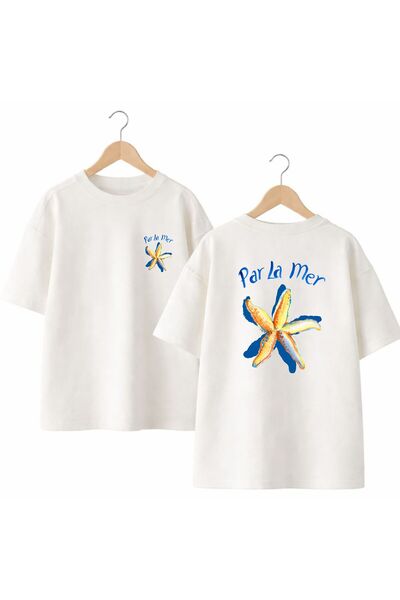 playwear Par La Mer Back and Front Chest Printed 100% Cotton Oversize Loose R...